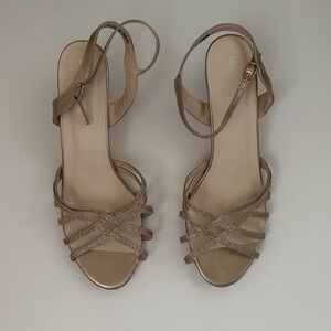 Gold Heels Glitter Front Straps Touch Ups by Benjamin Walker Amara Size 12W